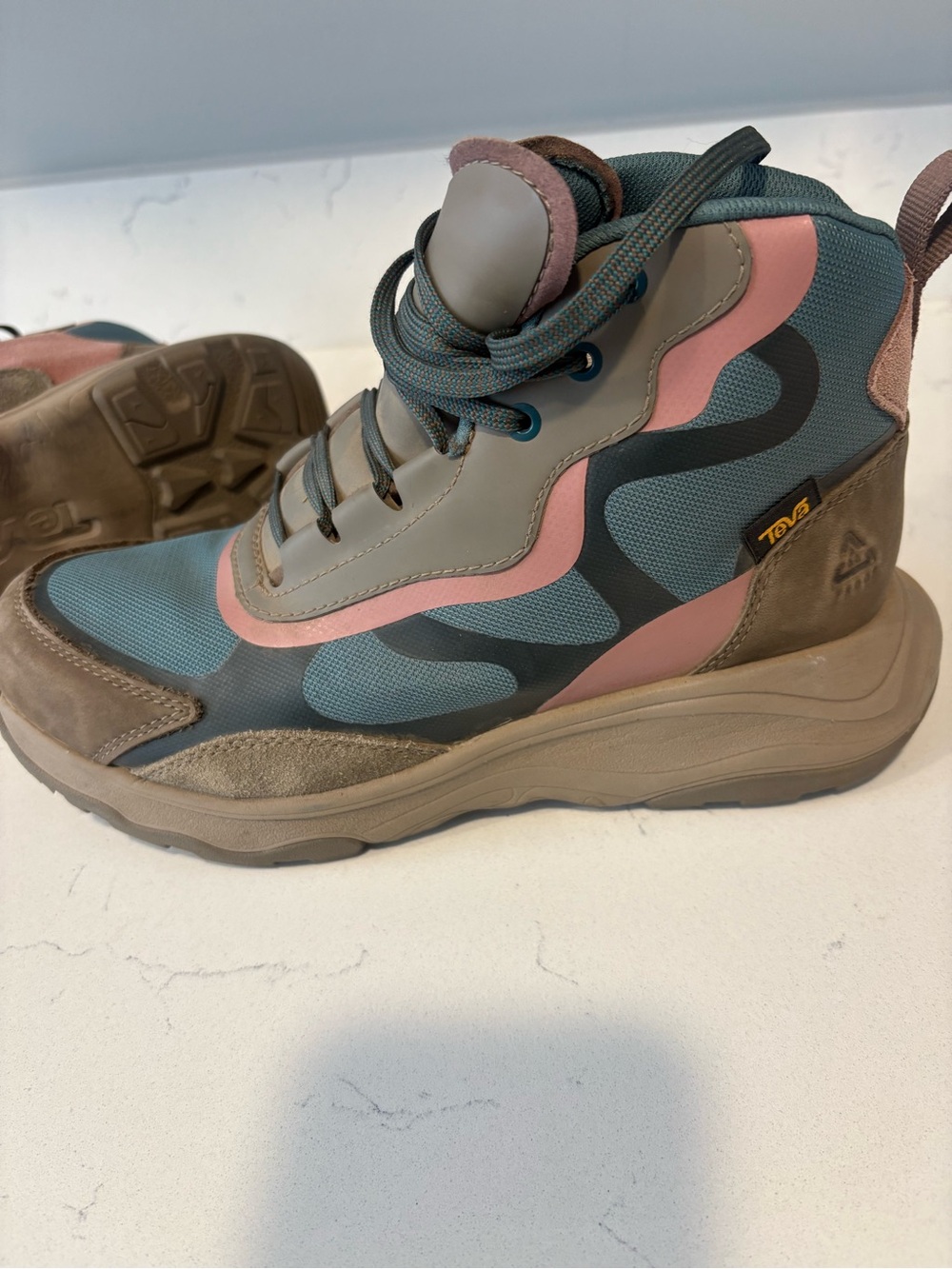 Teva Lace-Up Outdoor Boots in Teal, Taupe & Pink - Picture 2 of 7